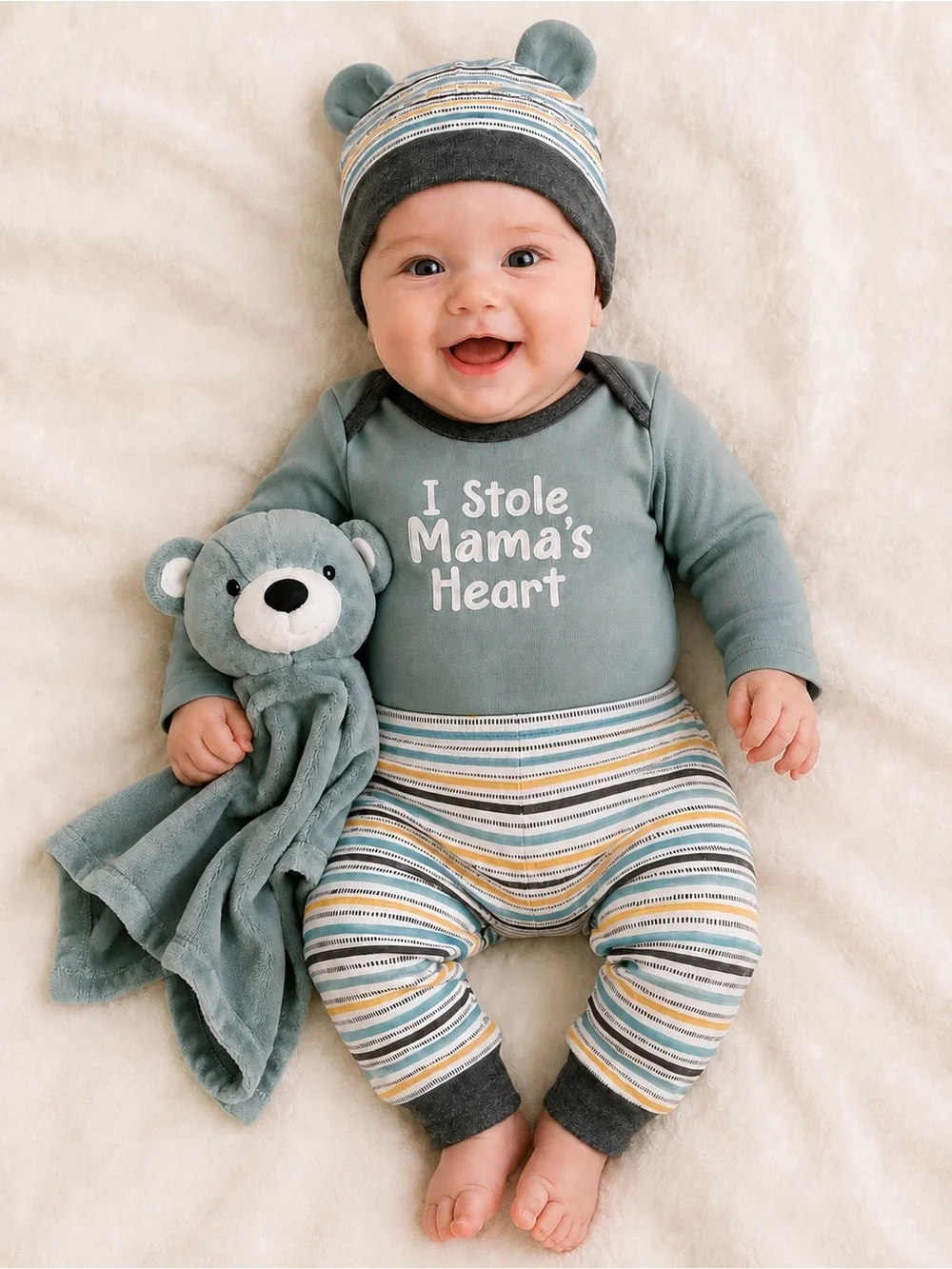 NWT Baby Essentials Four-Piece Outfit Set with lovey 9M